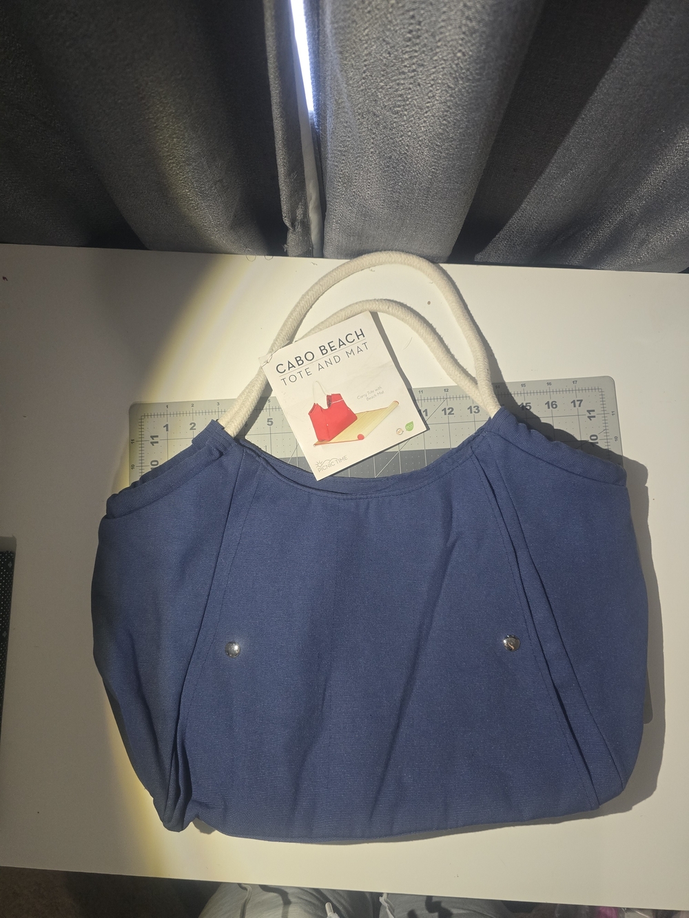 Navy Tote with Rope Handles